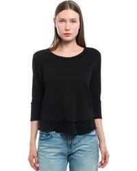 Wilt - Shrunken Crew 3/4 Sleeve Mock Layer Tee - Lyst