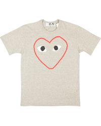 Comme des Garçons - Play Heather Grey Red Heart Logo T-shirt - Lyst