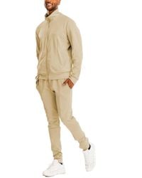 TRUEDAMES - Full Zip Up Solid Track Jacket Set - Lyst
