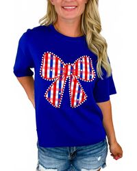 Jess Lea - Charming Gingham Bow Detail Short Sleeve Top - Lyst