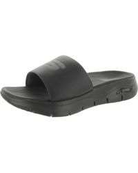 Skechers - Faux Leather Cushioned Footbed Slide Sandals - Lyst