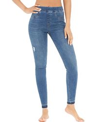 Spanx - Distressed jeggings Skinny Jeans - Lyst