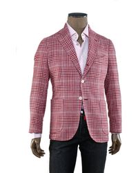 Sartorio Napoli - Burgundy/ Glen Check Plaid Wool-Silk Sport Jacket - Lyst