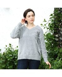 TRUEDAMES - Solid Color V Neck Sweater Top - Lyst