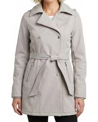 Jessica Simpson - Double Breasted Hooded Soft-Shell Coat - Lyst