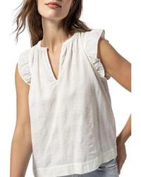 Lilla P - Flutter Sleeve Split Neck Top - Lyst