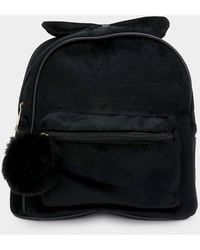 Fashnzfab - Bow Pointed Solid Faux Fur Pom Pom Backpack Bag - Lyst