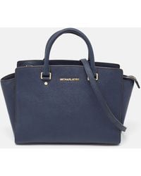MICHAEL Michael Kors - Navy Saffiano Leather Large Selma Tote - Lyst