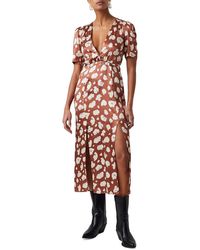 French Connection - Printed Tea Length Midi Dress - Lyst