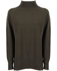 Kangra Cashmere - Crater Neck, Raglan Sleeves Sweater With Slits - Lyst