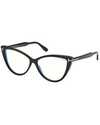 Tom Ford - Eyeglasses Cat Eye Full Rim, Bordeaux Frame And Clear Block Lenses Lens Ft5843-B074 - Lyst