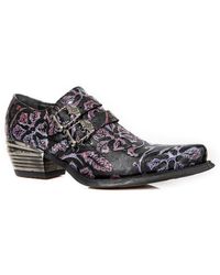 New Rock - 7960-S8 Embossed Vintage Leather Heel Shoes - Lyst