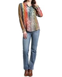 Apny - Waves & Rhombus Print Button Up Blouse - Lyst