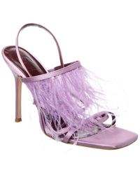 STAUD - Anise Feather Satin Slingback Sandal - Lyst