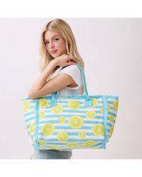 Fashnzfab - Lemon Pattern Stripe Fringe Trim Shoulder Tote Bag - Lyst