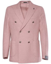 BRERAS Milano - Textured Double-Breasted Blazer With Decorative Buttons - Lyst