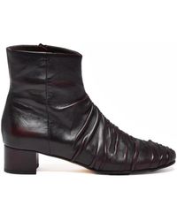 LORENA PAGGI - Leather Ruched Ankle Boots - Lyst