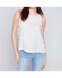 Charlie b - Sleeveless Linen With Side Buttons Tank Top - Lyst
