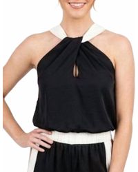 KLD - Satin Contrast Bubble Hemmed Halter Top - Lyst