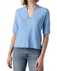 Lilla P - Cuffed Sleeve Split Neck Top - Lyst