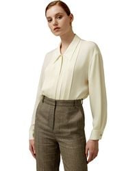 LILYSILK - Pleated Point Collar Silk Blouse For - Lyst