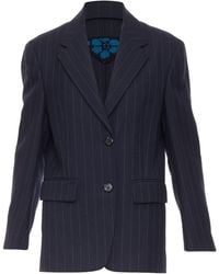 Prada - Pinstripe Virgin Wool Single Breasted Boxy Blazer - Lyst