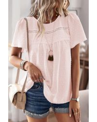 TRUEDAMES - Plus Dot Cut Out Lace Trim Loose Fit Top - Lyst