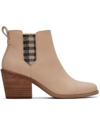 TOMS - Everly Sand Leather Plaid Heeled Boot - Lyst