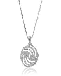 Vir Jewels - 1/10 Cttw Lab Grown Diamond Prong Set Swirl Pendant Necklace .925 Sterling 2/5 Inch With 18 Inch Chain - Lyst