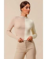 TRUEDAMES - Color Block Fitted Crop Sweater Top - Lyst