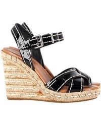 Prada - Cross Strap Wedge Sandals - Lyst