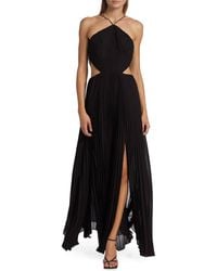 AMUR - Janet Halterneck Cutout Pleated Gown - Lyst