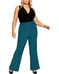 City Chic - Solid Polyester Wide Leg Pants - Lyst