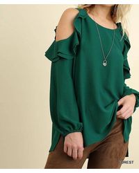 Umgee - Ruffle Open Shoulder Blouse - Lyst