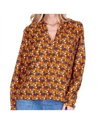 J joy - Placket V Neck Long Sleeve Top - Lyst
