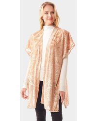 TRUEDAMES - Leaf Patterned Velvet Burnout Shawl Poncho - Lyst