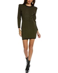 Balmain - Short Monogram Jacquard Wool-blend Mini Dress - Lyst