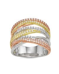 Ivy Sharpe - 14K Over Brass Cubic Zirconia Crossover Statement Rings - Lyst