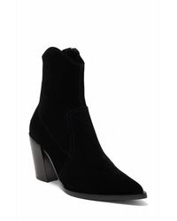 Jeffrey Campbell - Jolena Suede Leather Western Ankle Bootie - Lyst