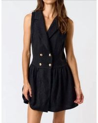 Lalavon - Tabitha Boucle Tweed Collared Button Mini Dress - Lyst