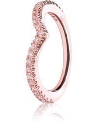 PANDORA - Shimmering Wish Clear Cz Wishbone Rose Ring With Clear Cz - Lyst