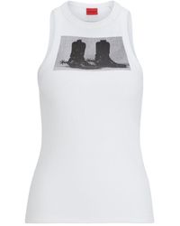 HUGO - Stretch-cotton Slim-fit Tank Top With Boot Print - Lyst