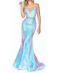 Cinderella Divine - Fitted Sexy Gown With Open Back And Flip Sequin Effect - Lyst