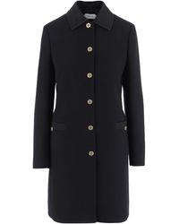 Versace - Single-Breasted Quilted Collar Wool Coat - Lyst