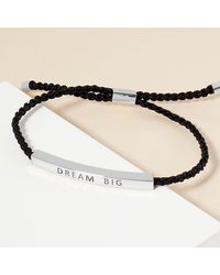 Fashnzfab - Dipped Dream Big Message Bar Pointed Rope Adjustable Cinch Pull Tie Bracelet Rhodium - Lyst