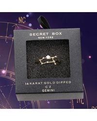 Fashnzfab - Secret Box _ 14K Dipped Cz Zodiac Sign Gemini Ring - Lyst