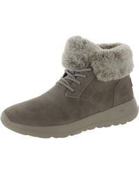 Skechers - Plush Dreams Leather Faux Fur Winter & Snow Boots - Lyst