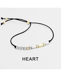 Fashnzfab - Heart Message Morse Code Adjustable Cinch Pull Tie Bracelet, Two Tone - Lyst