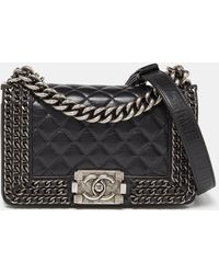 Chanel - Quilted Leather Small Boy Chained Flap Bag - Lyst