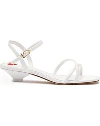 Larroude - Charlotte Strappy Patent Leather Kitten Heel Sandals - Lyst